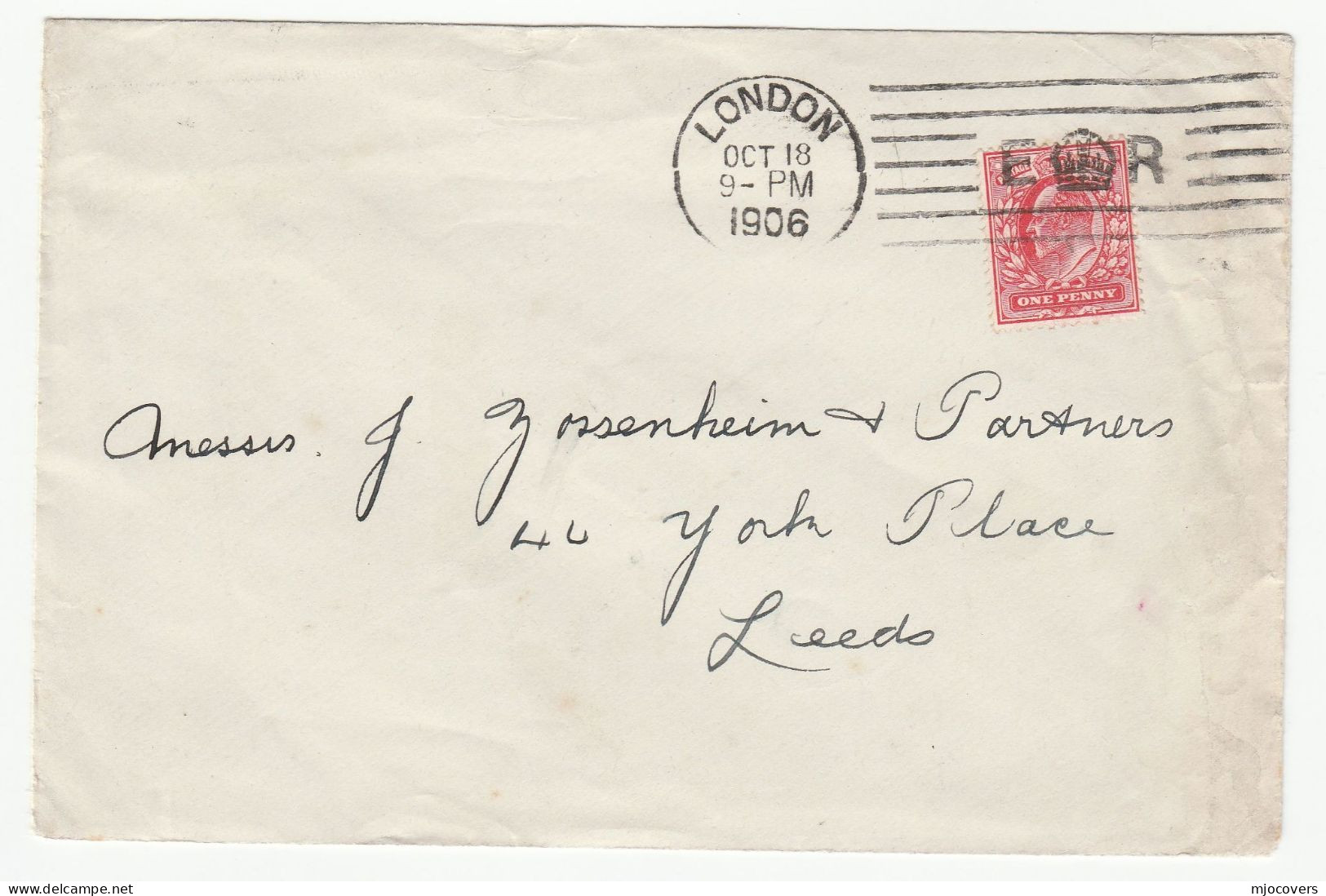 1906 Cover CROWN ER  Pmk Gb EVII Stamps London  Royalty - Briefe U. Dokumente