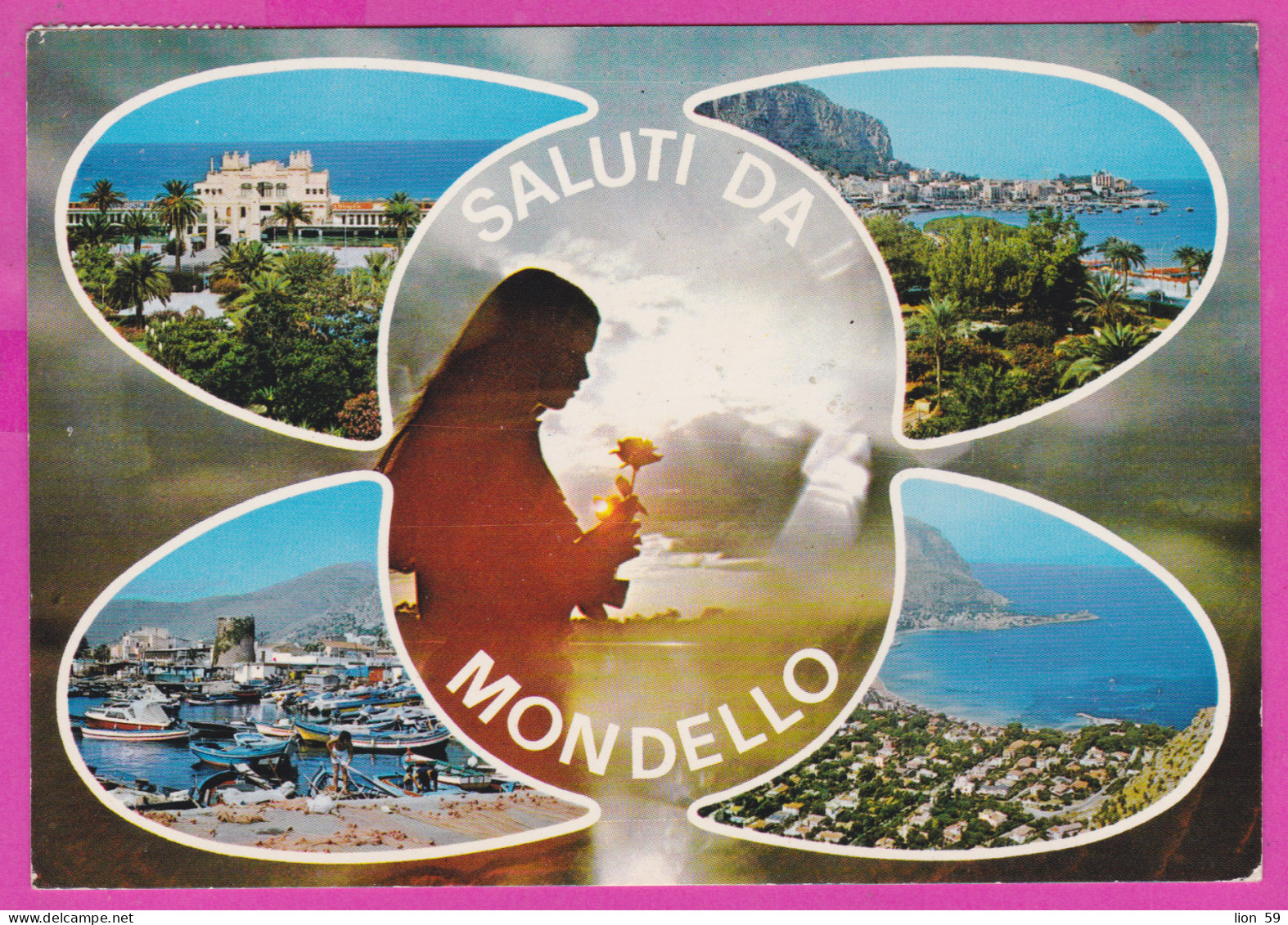 293825 / Italy - Saluti Da Mondello PC 1988 USED 50+100+500 L  Rocca Di Calascio Castello Aragonese - Ischia Rovereto - 1981-90: Marcophilie