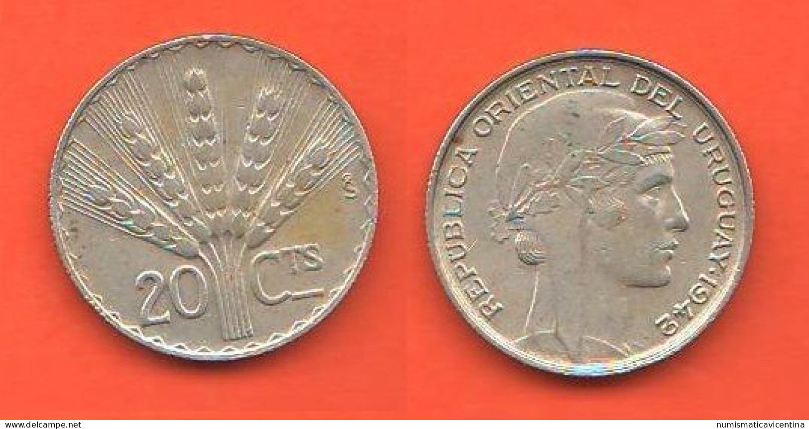 Uruguay 20 Centimos 1942 Silver Coin  C 9 - Uruguay