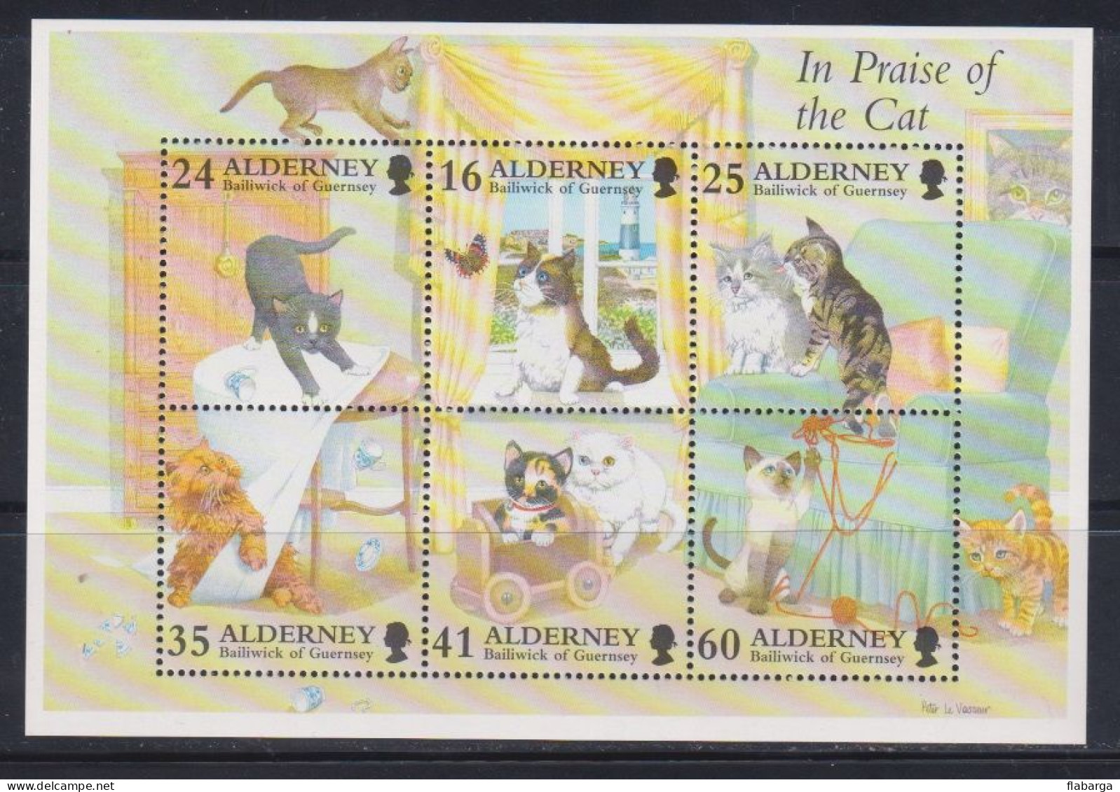 Año 1996 Yvert Hoja 2 (nº94/9)  Fauna Gatitos - Alderney
