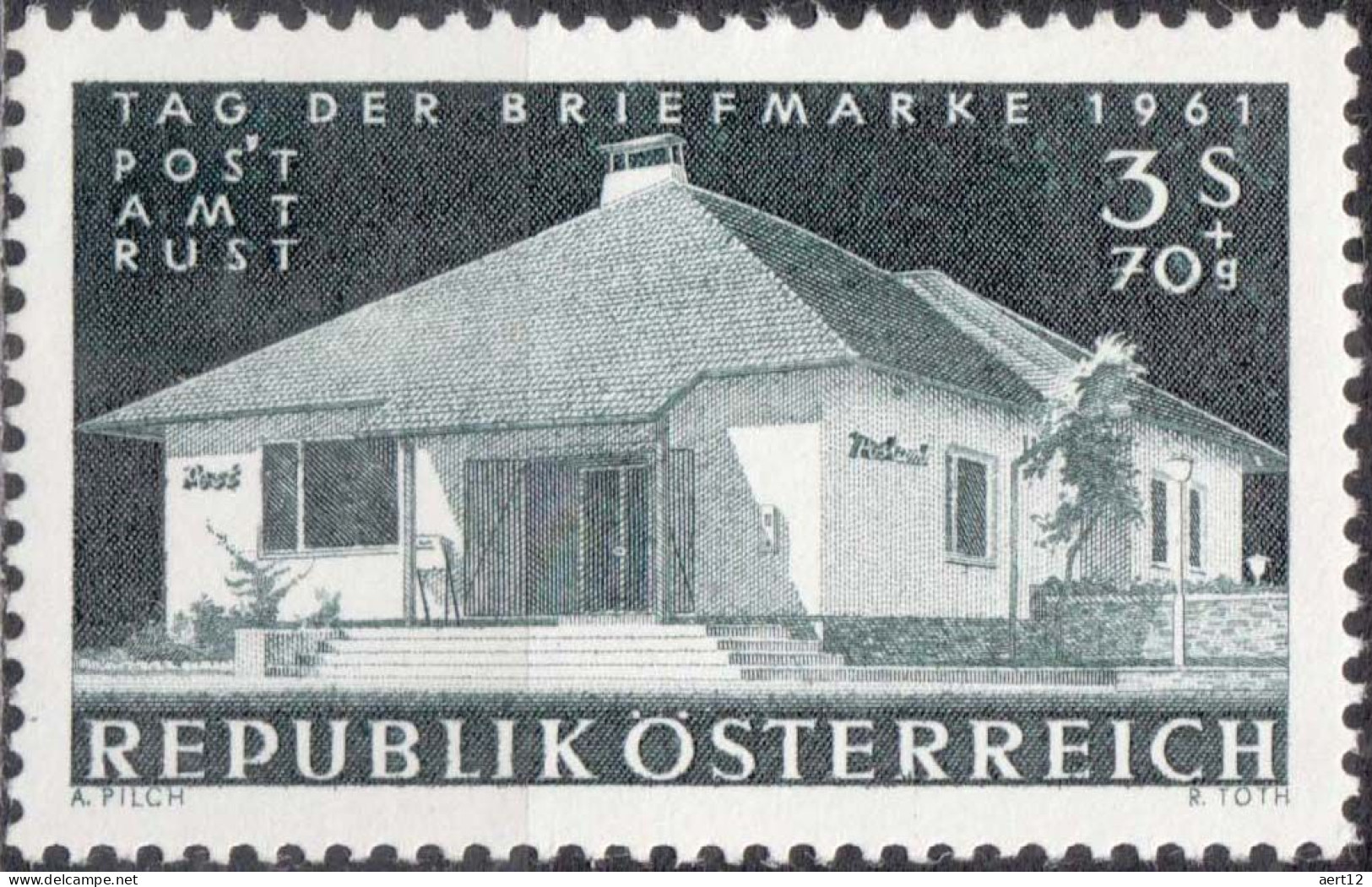 1961, Austria, Rust Post Office, Buildings, Postal Services, Stamp Day, MNH(**), Mi: 1110 - Nuovi