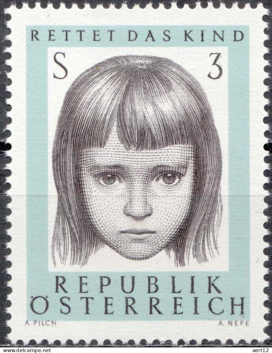 1966, Austria, 10 Years Society "Save The Child", Children, Paintings, MNH(**), Mi: 1222 - Ungebraucht