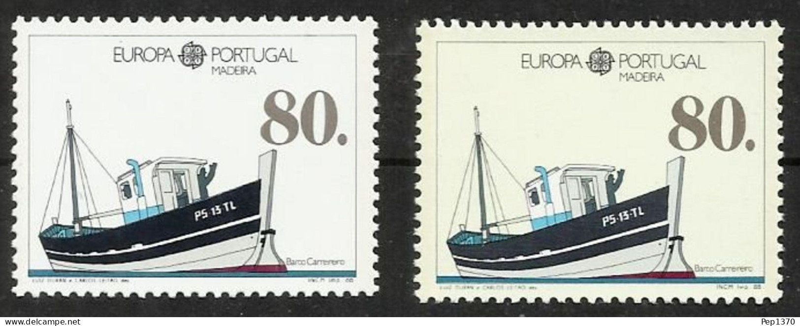 MADEIRA 1988 - EUROPA CEPT - TRANSPORTE EN BARCO - YVERT 123 Y 124 FOSFORO** - Madère