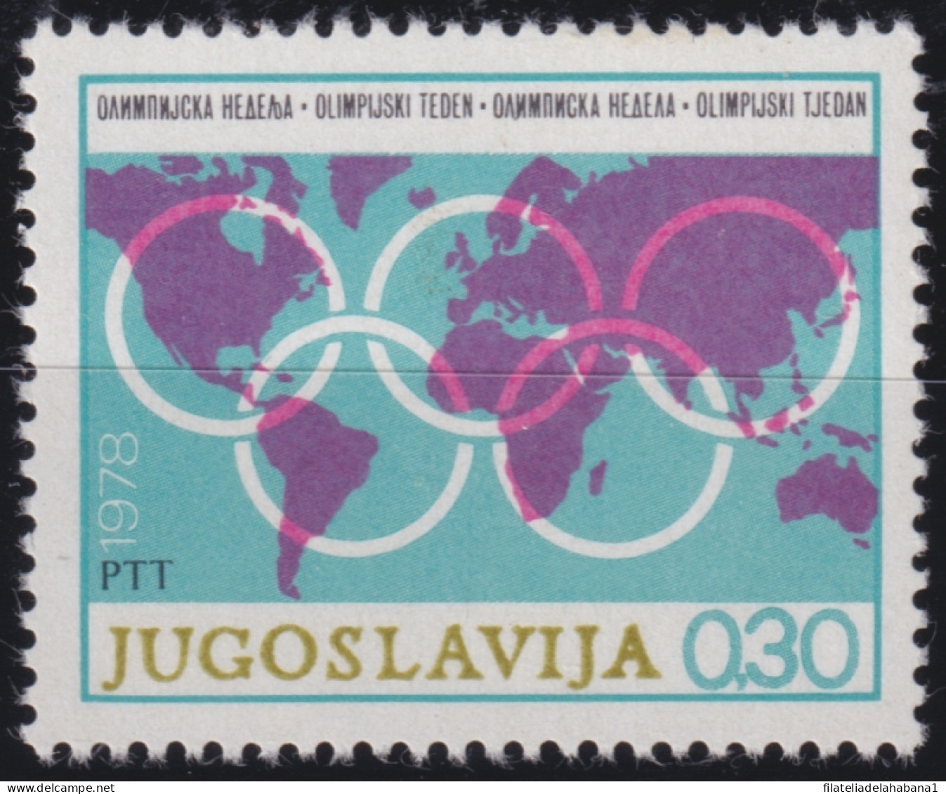 F-EX50220 YUGOSLAVIA MNH 1978 OLYMPIC GAMES MAPAMUNDI.  - Ete 1980: Moscou