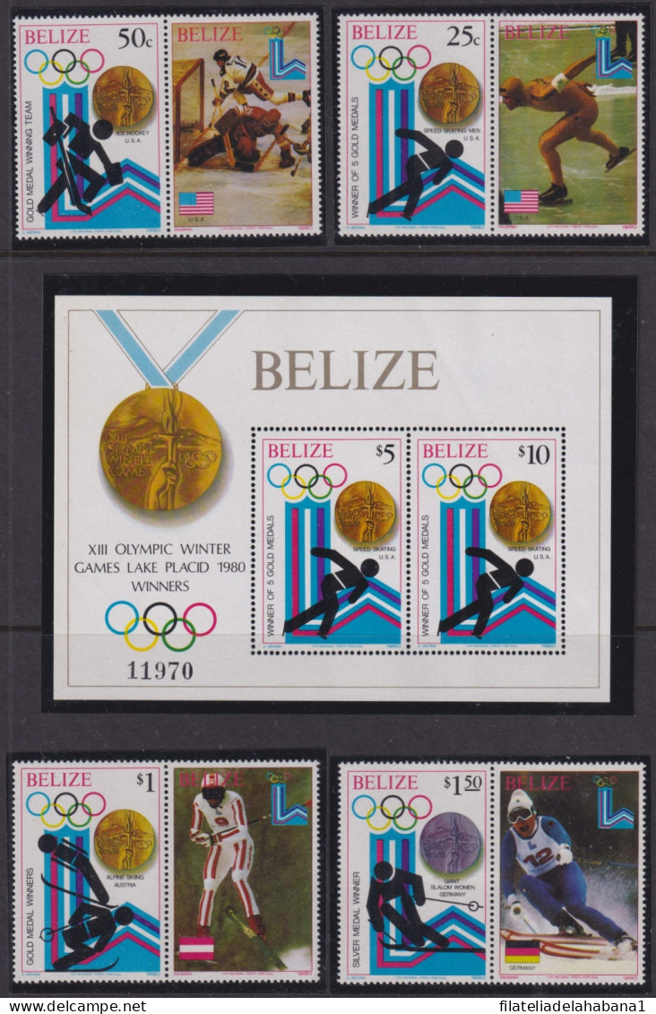 F-EX49814 BELIZE MNH 1980 WINTER OLYMPIC GAMES LAKE SKI SKATING ALPINE SKIING.  - Hiver 1980: Lake Placid