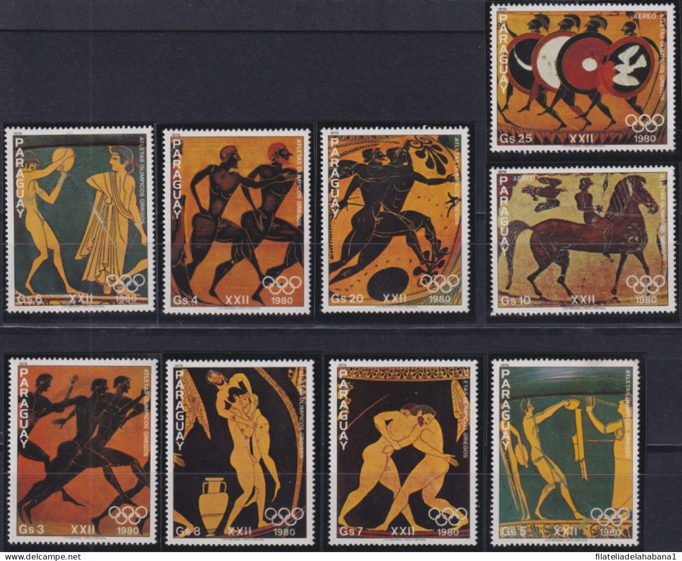 F-EX49811 PARAGUAY MNH 1980 OLYMPIC GAMES ARCHEOLOGY GREECE DRAWING SPORT.  - Sommer 1980: Moskau