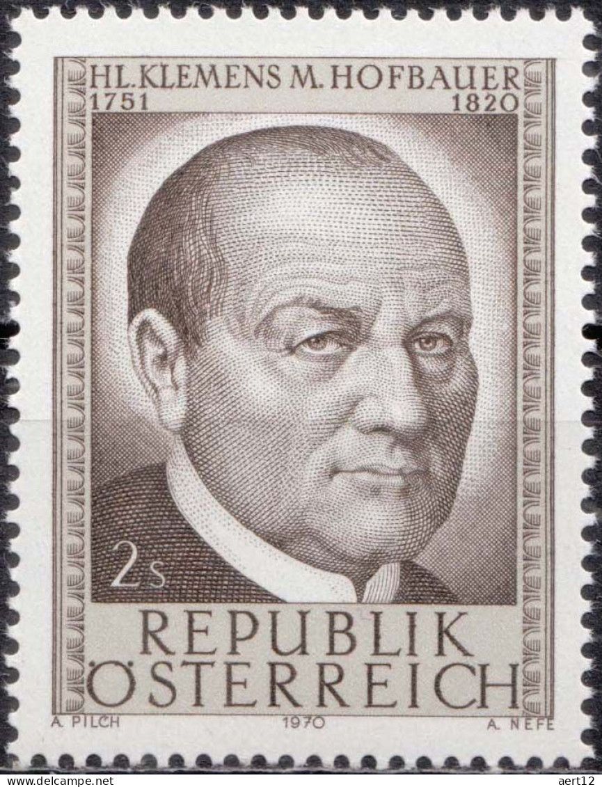 1970, Austria, St Klemens Maria Hofbauer, Famous People, Men, Religion, Saints, MNH(**), Mi: 1321 - Unused Stamps