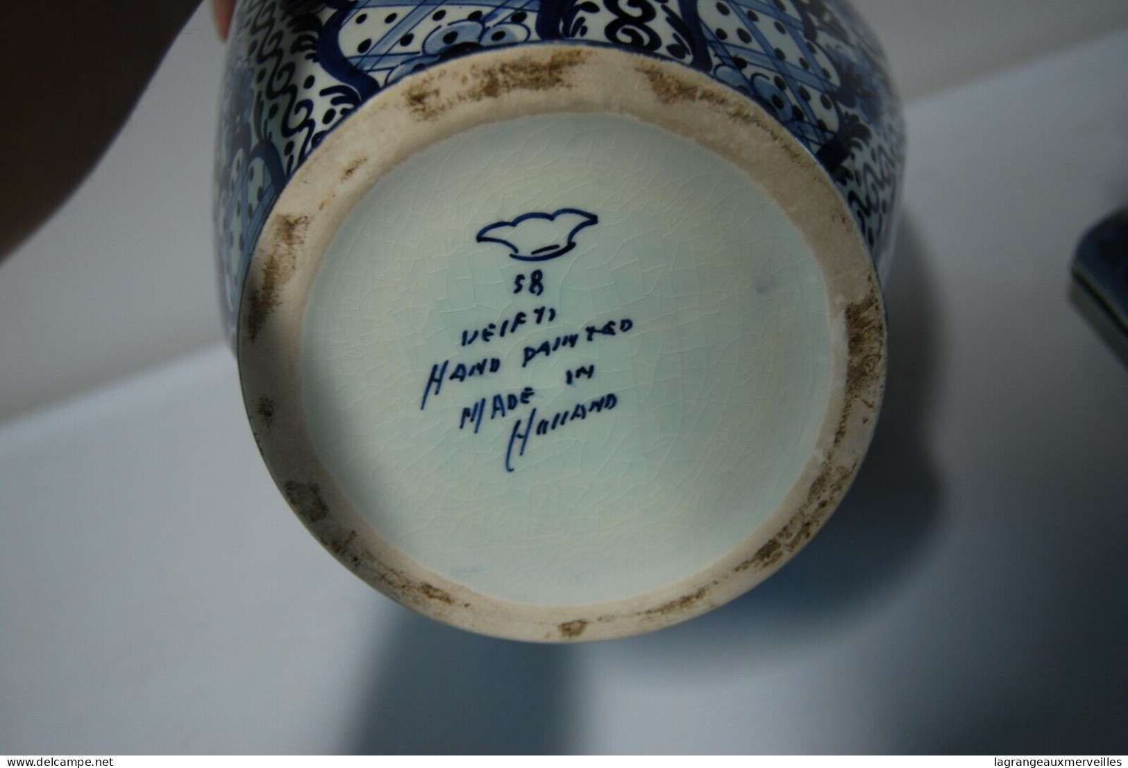 E1 Magnifique Pot - Vase Avec Couvercle Et Fretel - Made In Holland - Art Populaire