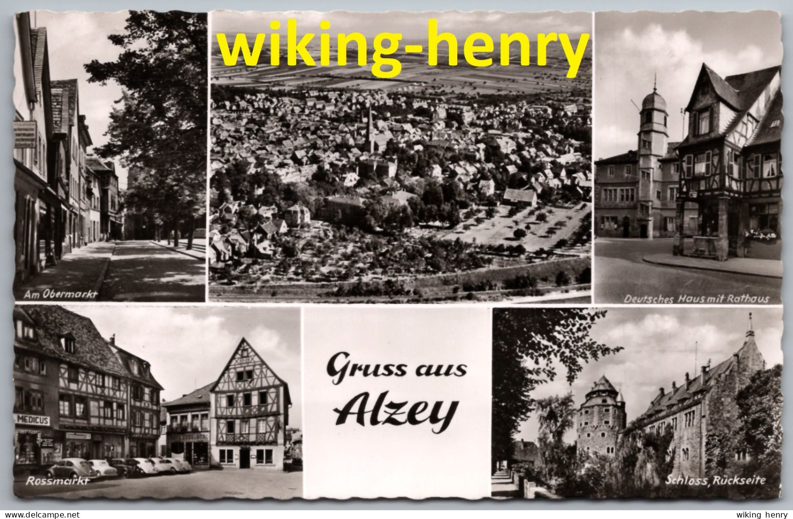 Alzey - S/w Mehrbildkarte - Mit VW Käfer Brezelkäfer - Alzey