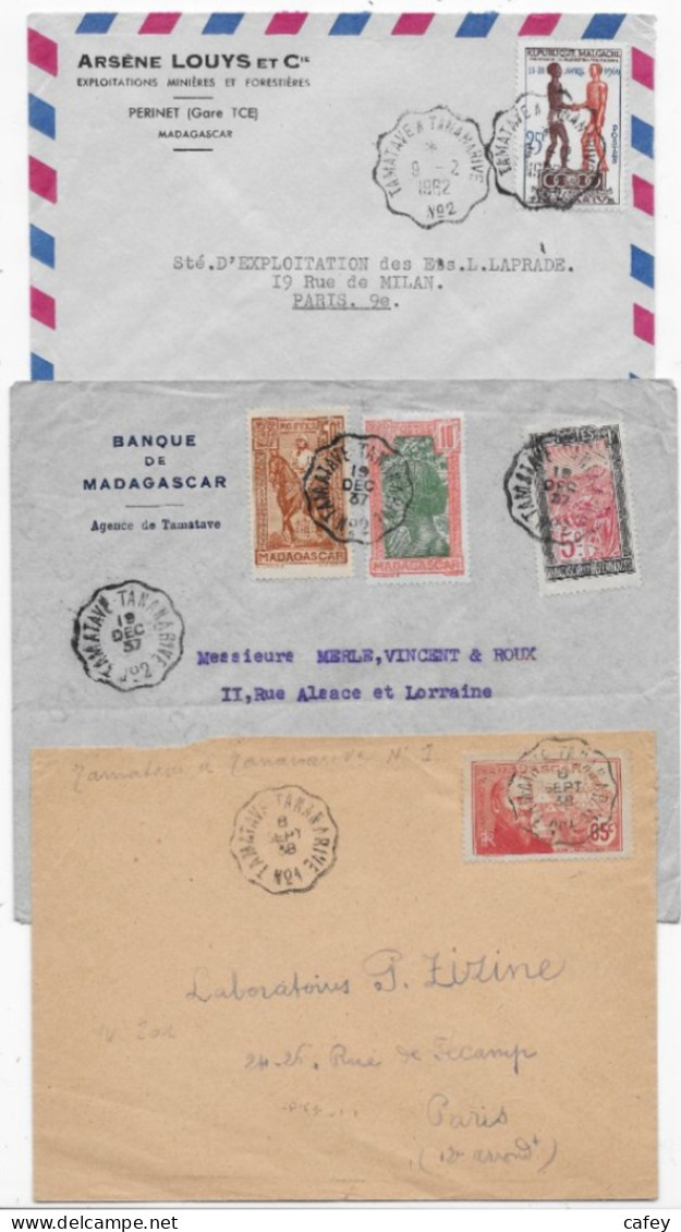 MADAGASCAR POSTE FERROVIAIRE 6 Lettres Càd Convoyeurs TAMATAVE TANANARIVE N°1 à N°5 ( 2 N° 2) - Cartas & Documentos