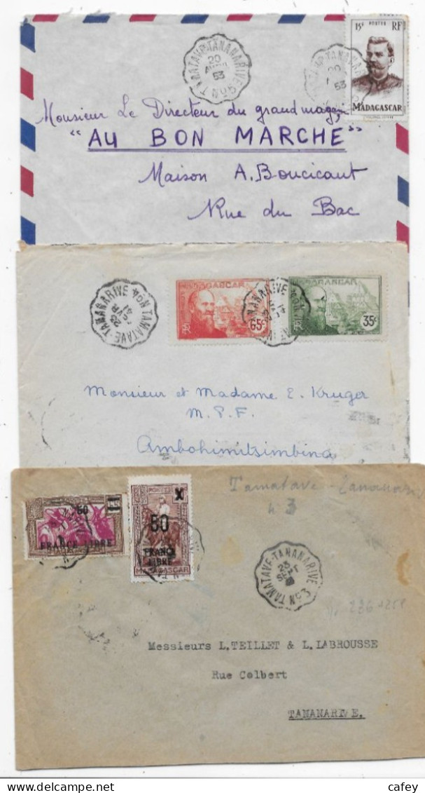 MADAGASCAR POSTE FERROVIAIRE 6 Lettres Càd Convoyeurs TAMATAVE TANANARIVE N°1 à N°5 ( 2 N° 2) - Lettres & Documents
