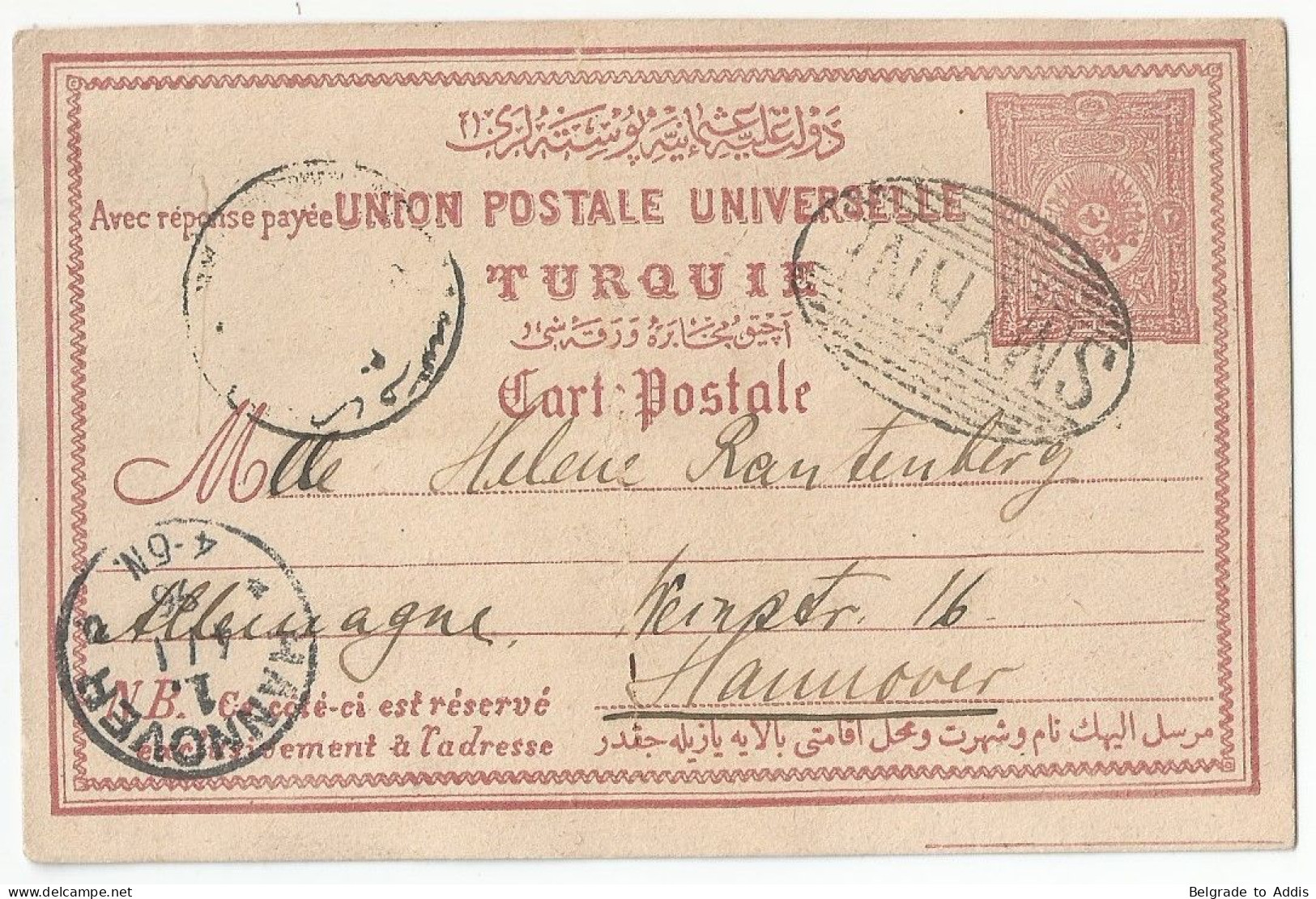 Ottoman Empire Turkey Turkiye Postal Stationery Sent To Germany 1895 Smyrne Smyrna - Storia Postale