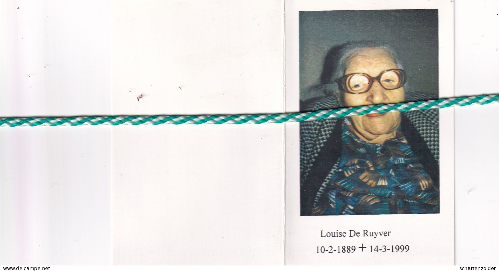 Louise De Ruyver, Brakel 1889, Opbrakel 1999. Honderdjarige, Oudste Inwoner Van België (110 Jaar). Foto - Décès