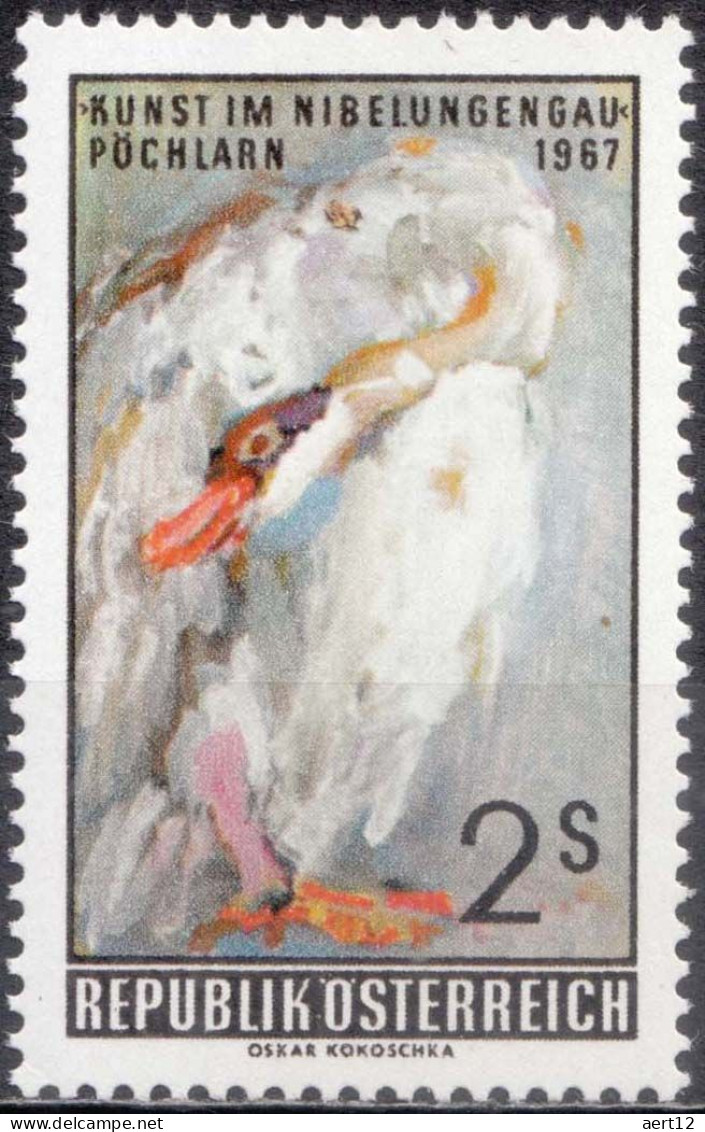 1967, Austria, Exhibition Art In The Nibelungengau, Pöchlarn, Animals, Birds, Paintings, Swans, MNH(**), Mi: 1240 - Nuevos