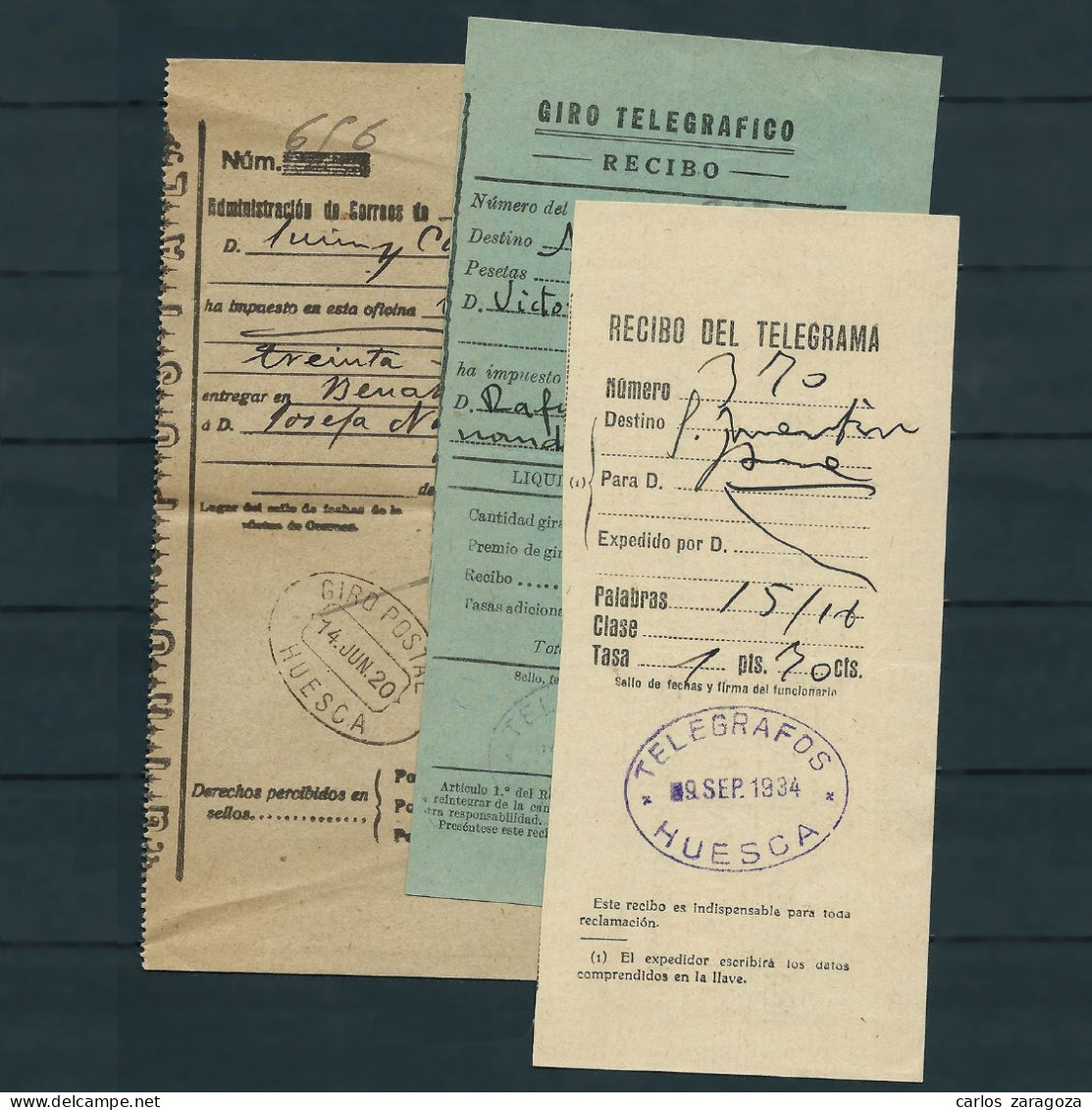 AÑOS 1920/1930—Recibos De Correos: GIRO POSTAL, TELEGRÁFICO Y TELEGRAMA — Documentos De Servicio Postal - Errors & Oddities