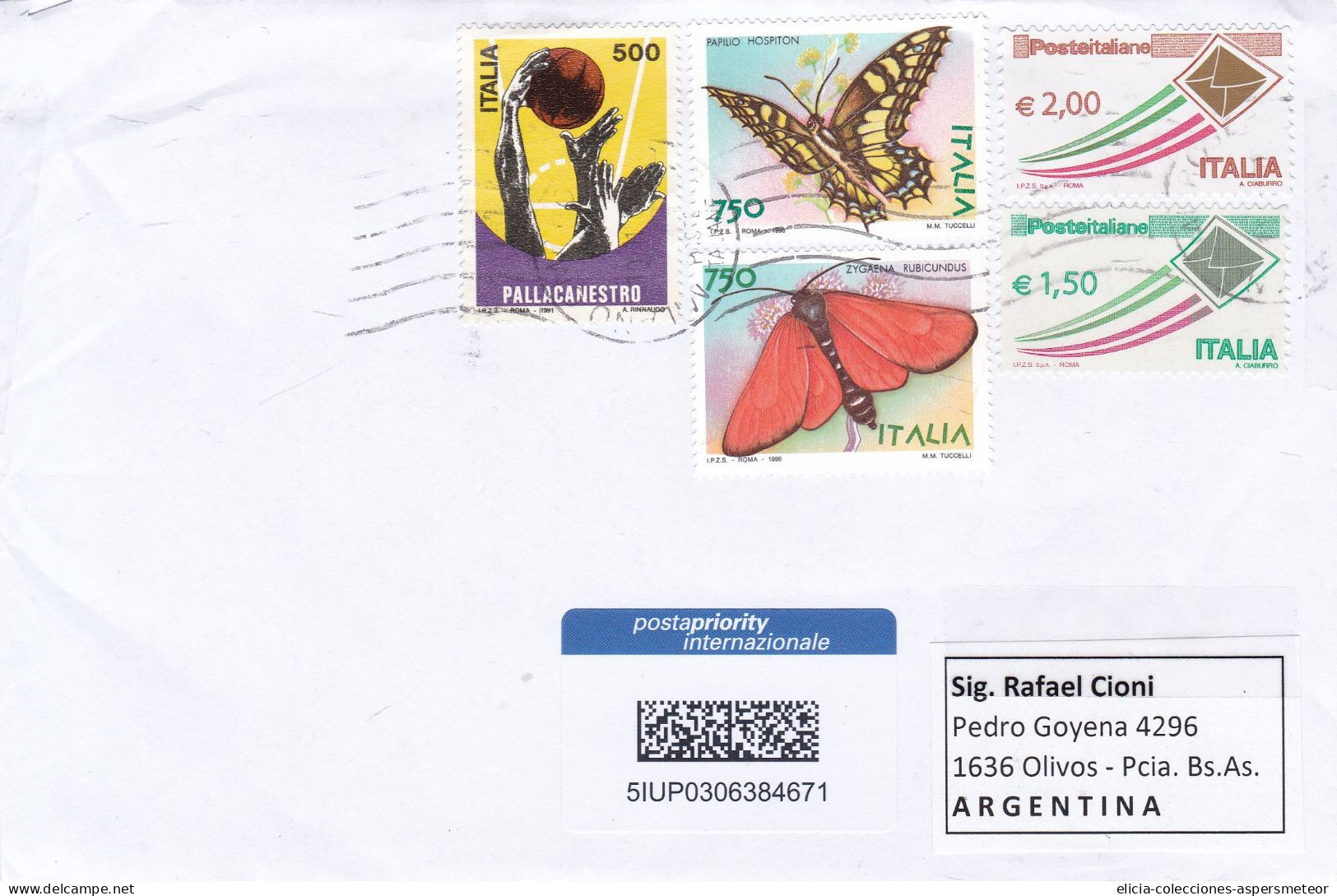 Italy - 1996 - Letter - Air Mail - Sent To Argentina - Caja 30 - 1991-00: Afgestempeld