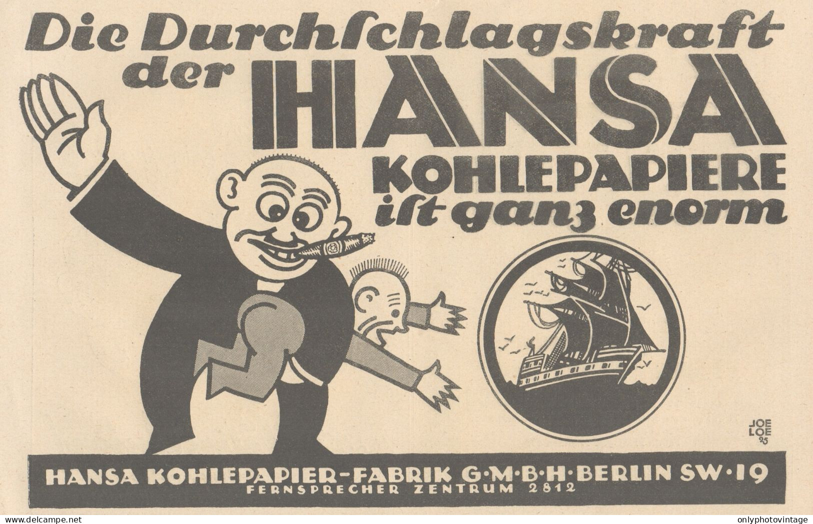 Hansa Kohlepapier - Illustrazione - Pubblicità D'epoca - 1925 Old Advert - Publicités