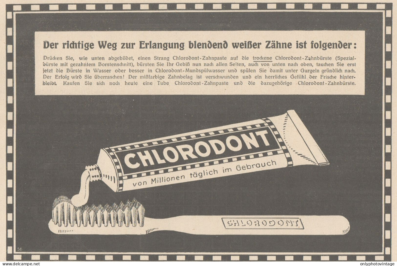 Dentifricio CHLORODONT - Pubblicità D'epoca - 1925 Old Advertising - Publicidad