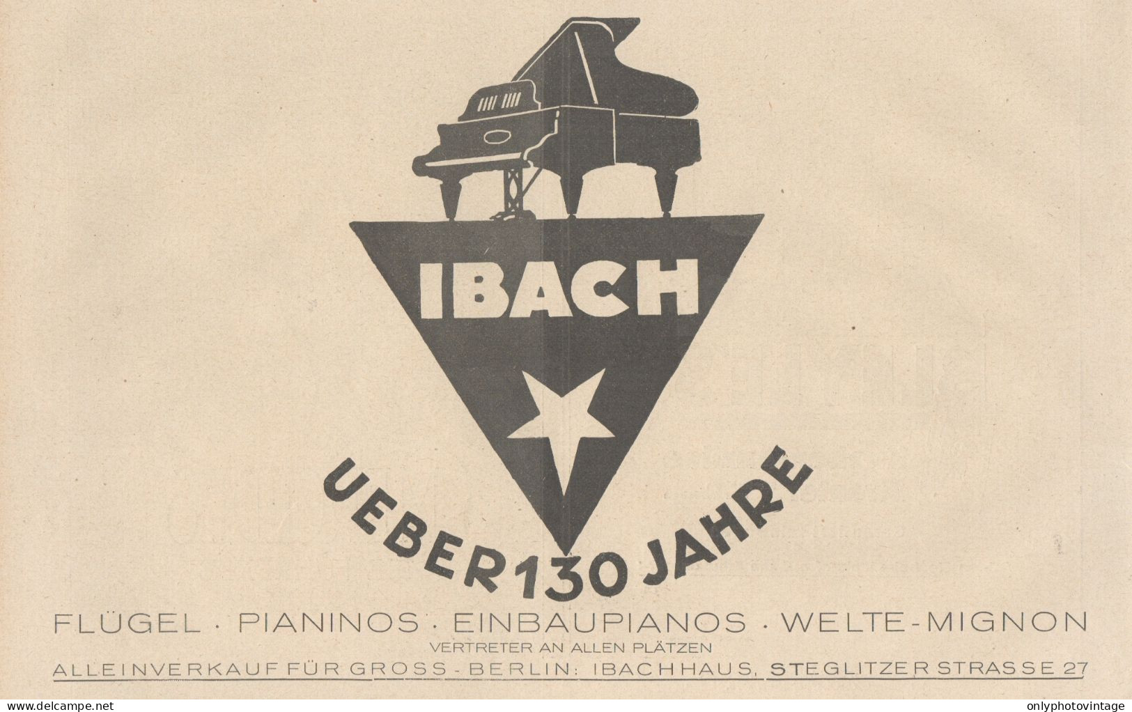 Pianoforti IBACH - Pubblicità D'epoca - 1925 Old Advertising - Publicités