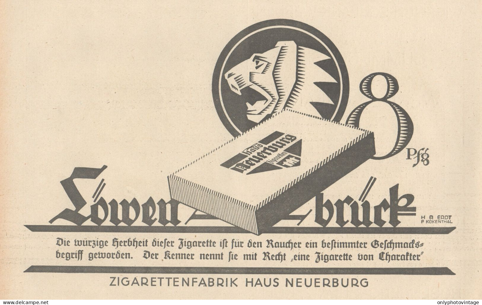 Sigarette HAUS NEUERBURG - Pubblicità D'epoca - 1925 Old Advertising - Publicidad