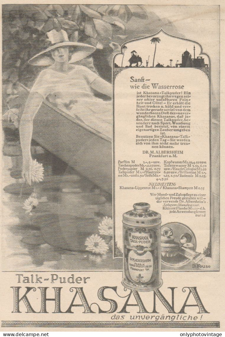KHASANA Puder - Illustrazione - Pubblicità D'epoca - 1925 Old Advertising - Publicités