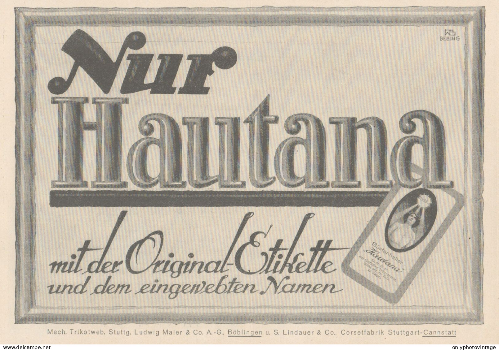 HAUTANA - Pubblicità D'epoca - 1927 Old Advertising - Reclame