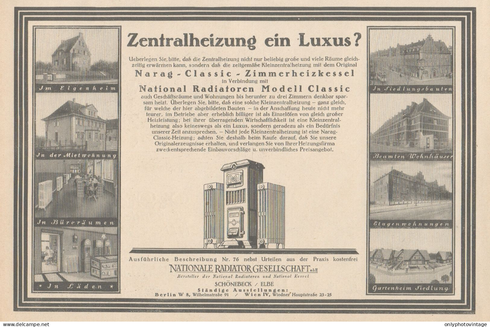 Nationale Radiator Gesellschaft - Pubblicità D'epoca - 1927 Old Advert - Publicidad