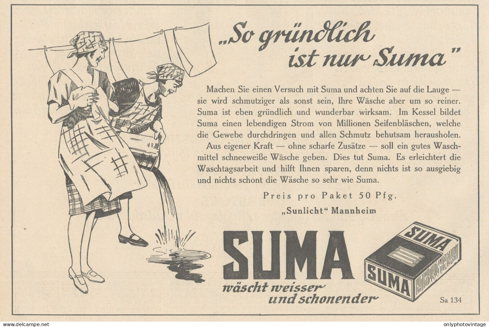 Detersivo SUMA - Illustrazione - Pubblicità D'epoca - 1927 Old Advertising - Publicidad