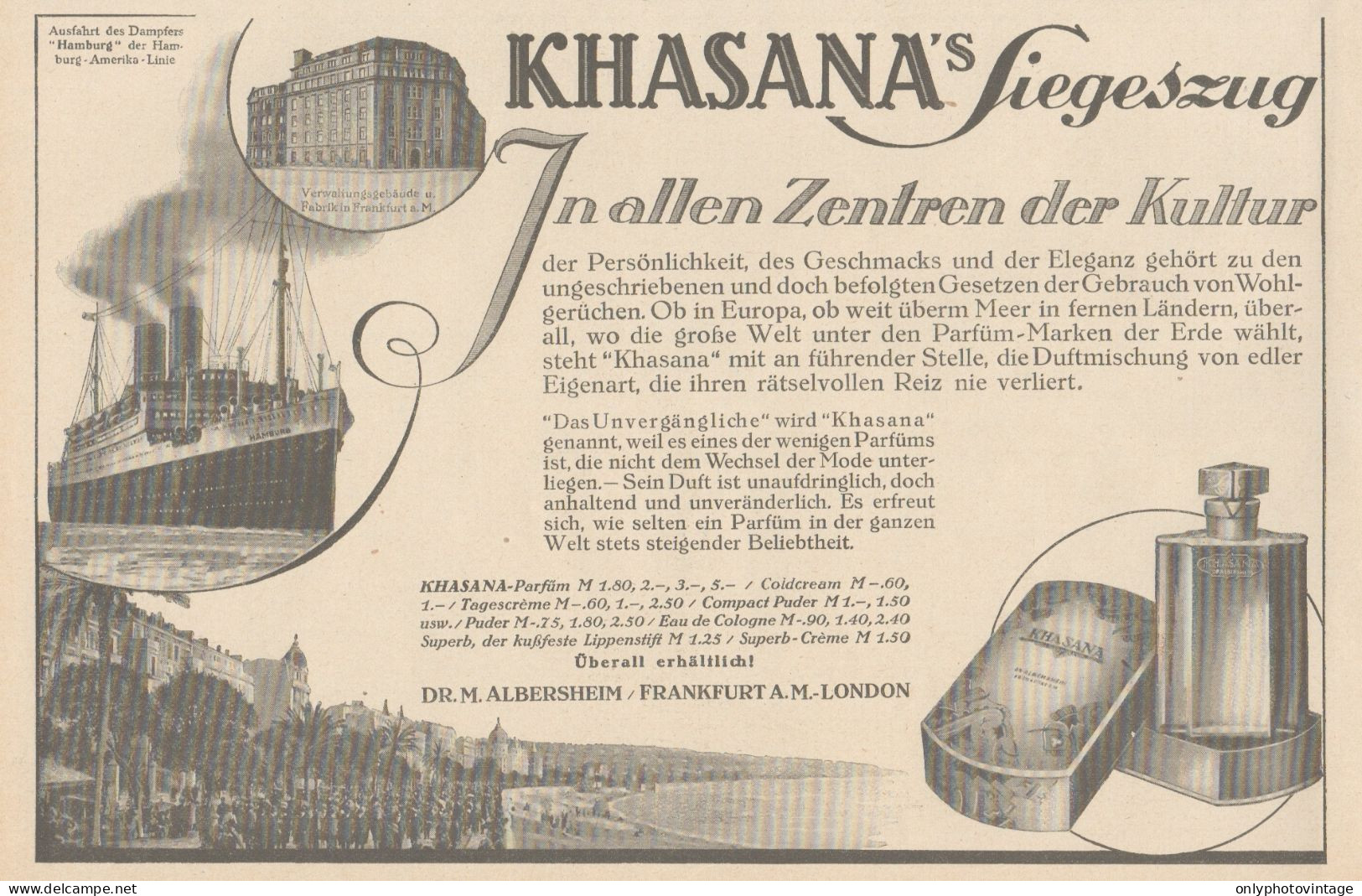 KHASANA Parfum - Pubblicità D'epoca - 1927 Old Advertising - Reclame