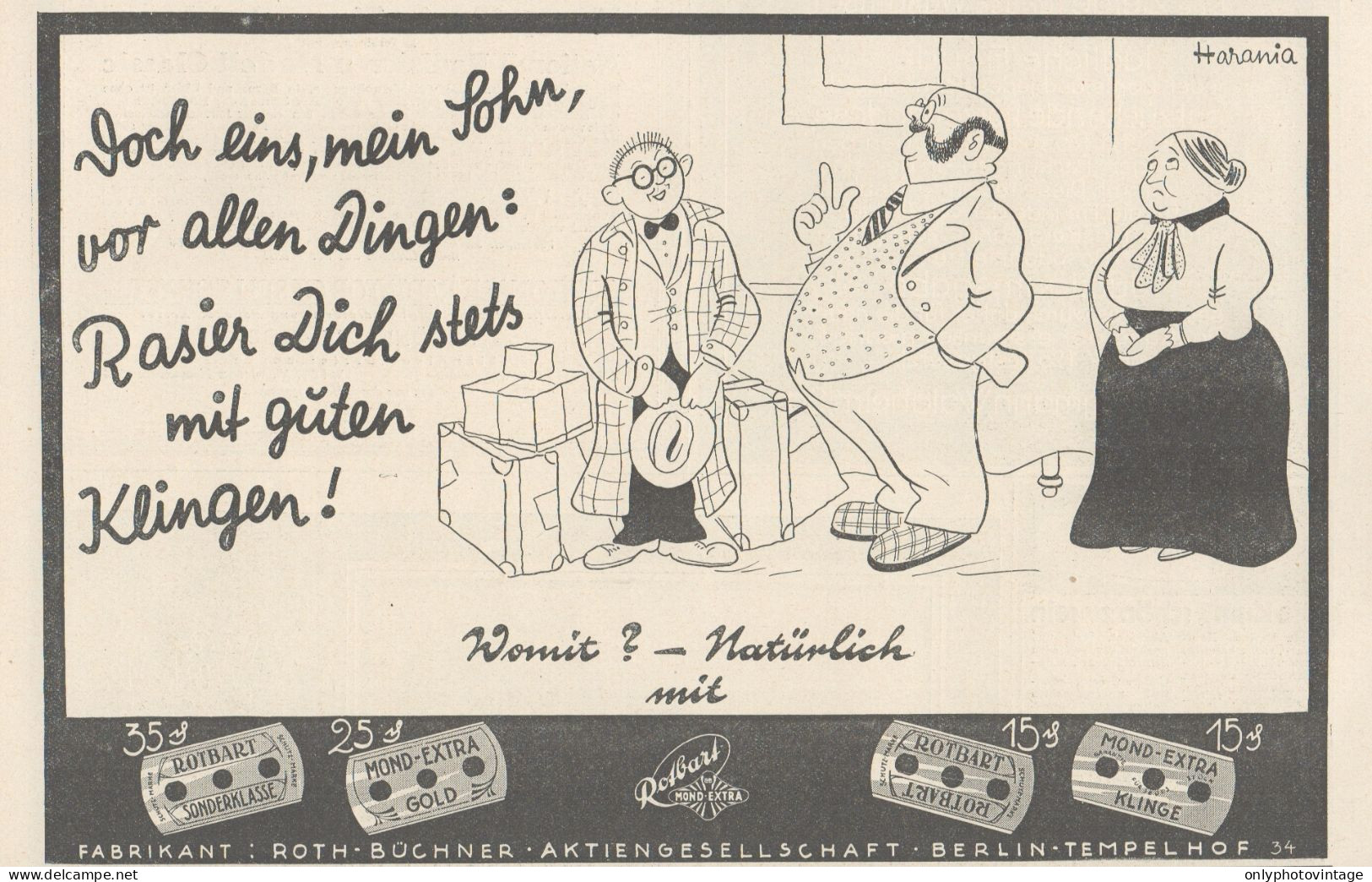 ROTBART Mond-Extra - Vignetta - Pubblicità D'epoca - 1927 Old Advertising - Reclame