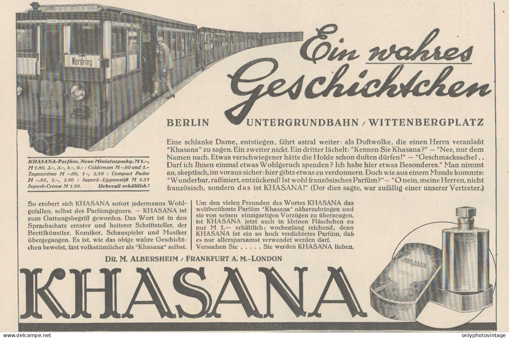 KHASANA Parfum - Pubblicità D'epoca - 1927 Old Advertising - Publicités