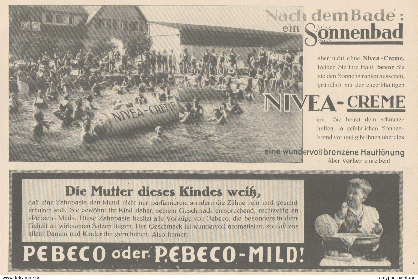 Zahnpasta PEBECO - NIVEA Creme - Pubblicità D'epoca - 1927 Old Advertising - Reclame