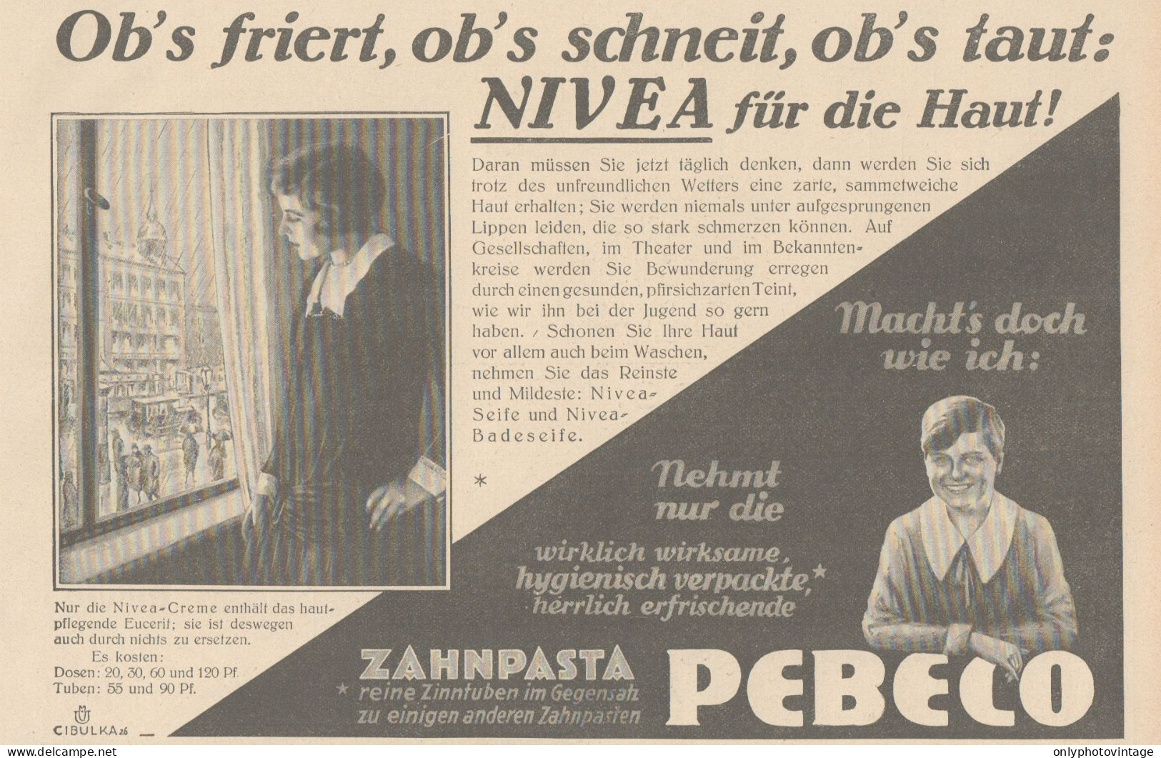Zahnpasta PEBECO - NIVEA Creme - Pubblicità D'epoca - 1927 Old Advertising - Werbung