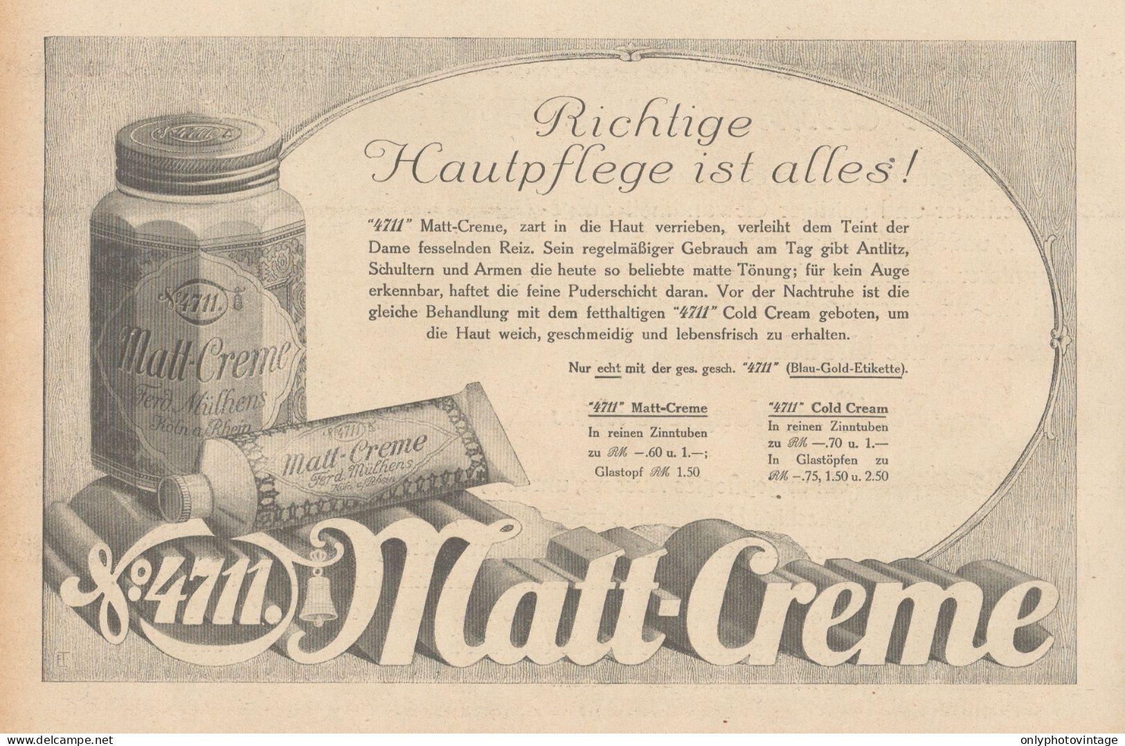 Matt Creme 4711 - Illustrazione - Pubblicità D'epoca - 1927 Old Advert - Publicidad