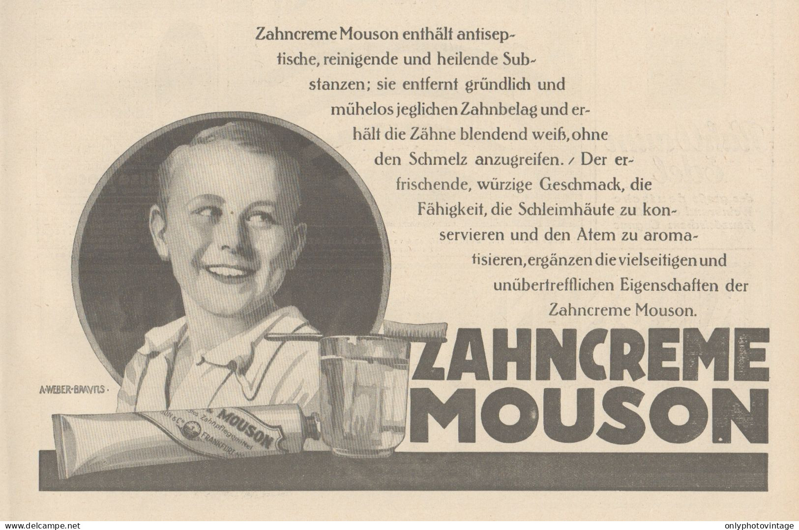 Zahncreme MOUSON - Illustrazione - Pubblicità D'epoca - 1927 Old Advert - Reclame