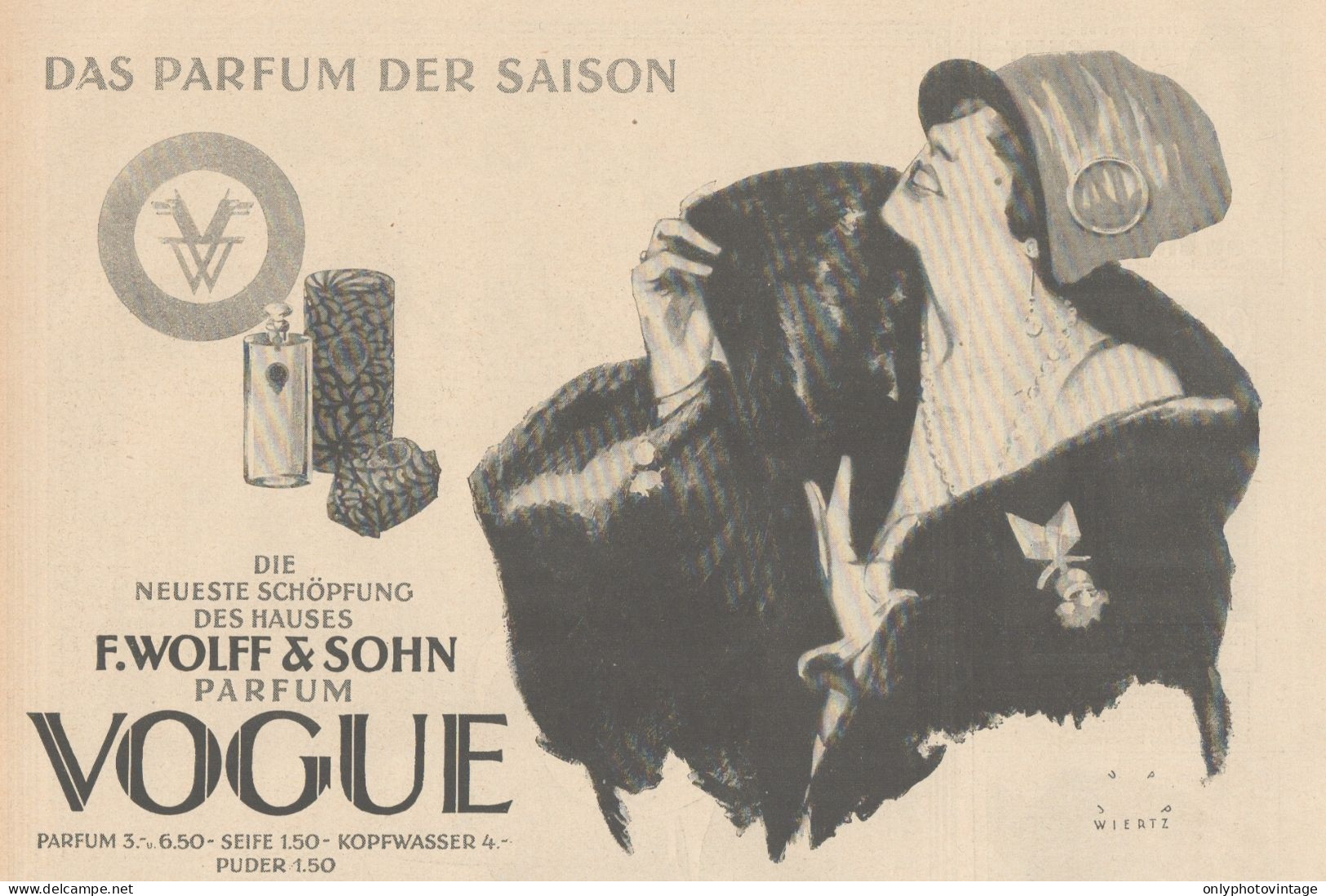 VOGUE Parfum - Illustrazione - Pubblicità D'epoca - 1927 Old Advertising - Publicités