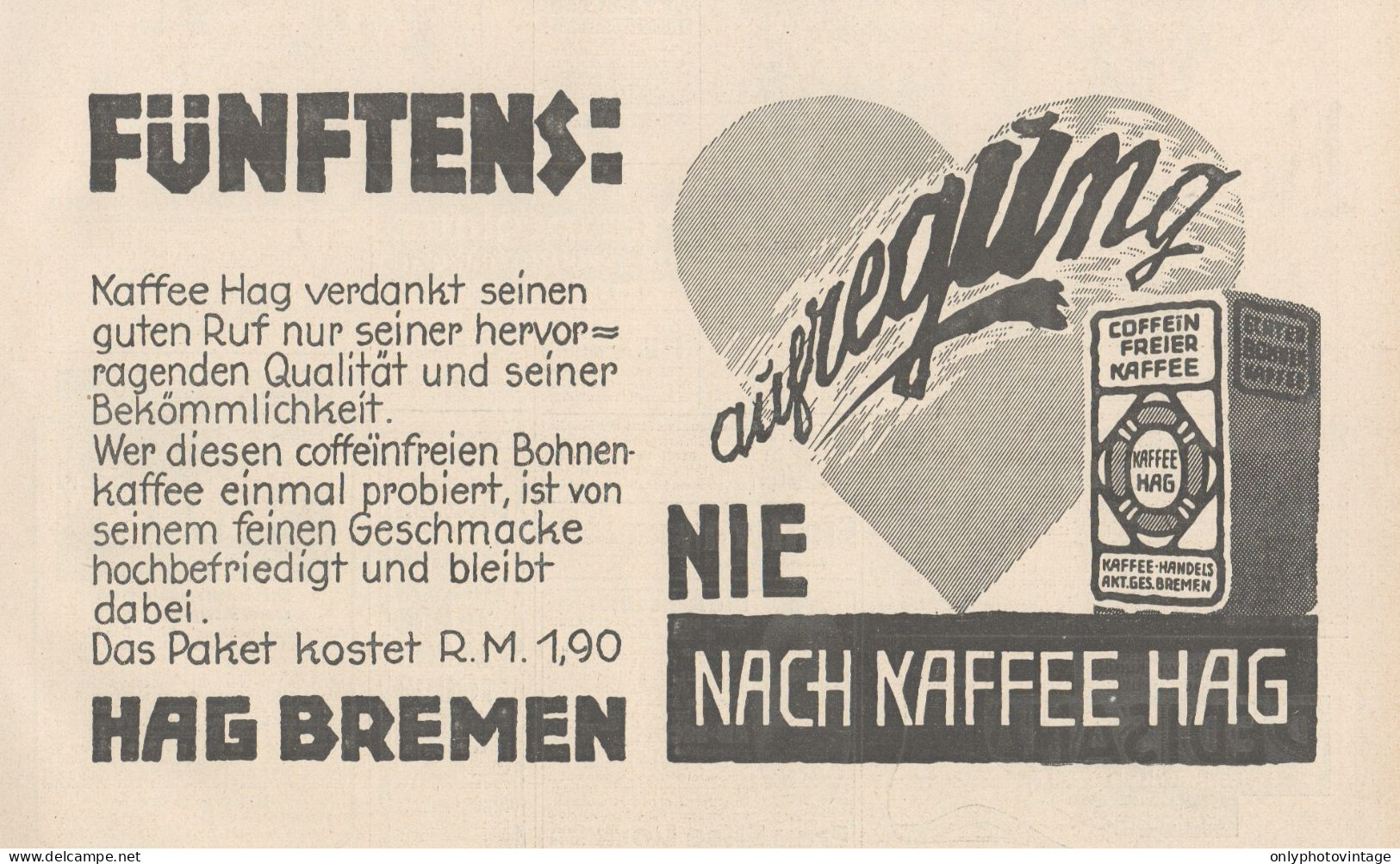 Kaffee HAG - Illustrazione - Pubblicità D'epoca - 1927 Old Advertising - Publicités