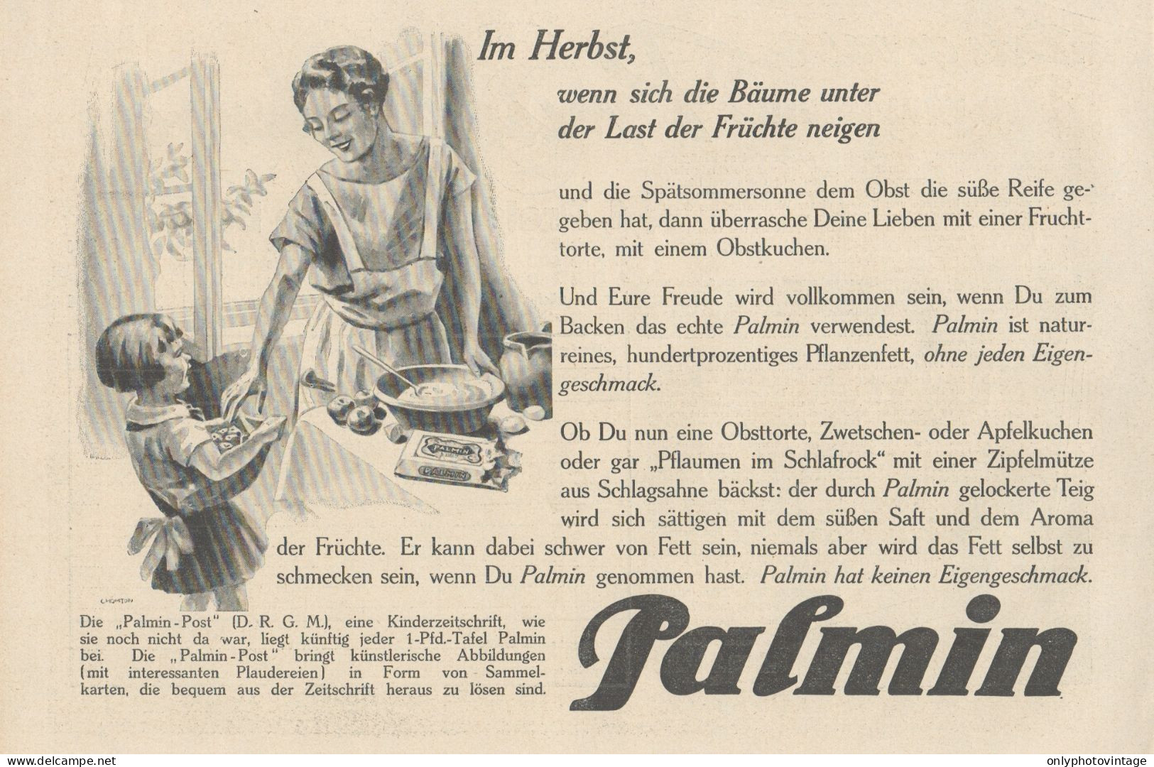 PALMIN - Illustrazione - Pubblicità D'epoca - 1927 Old Advertising - Werbung