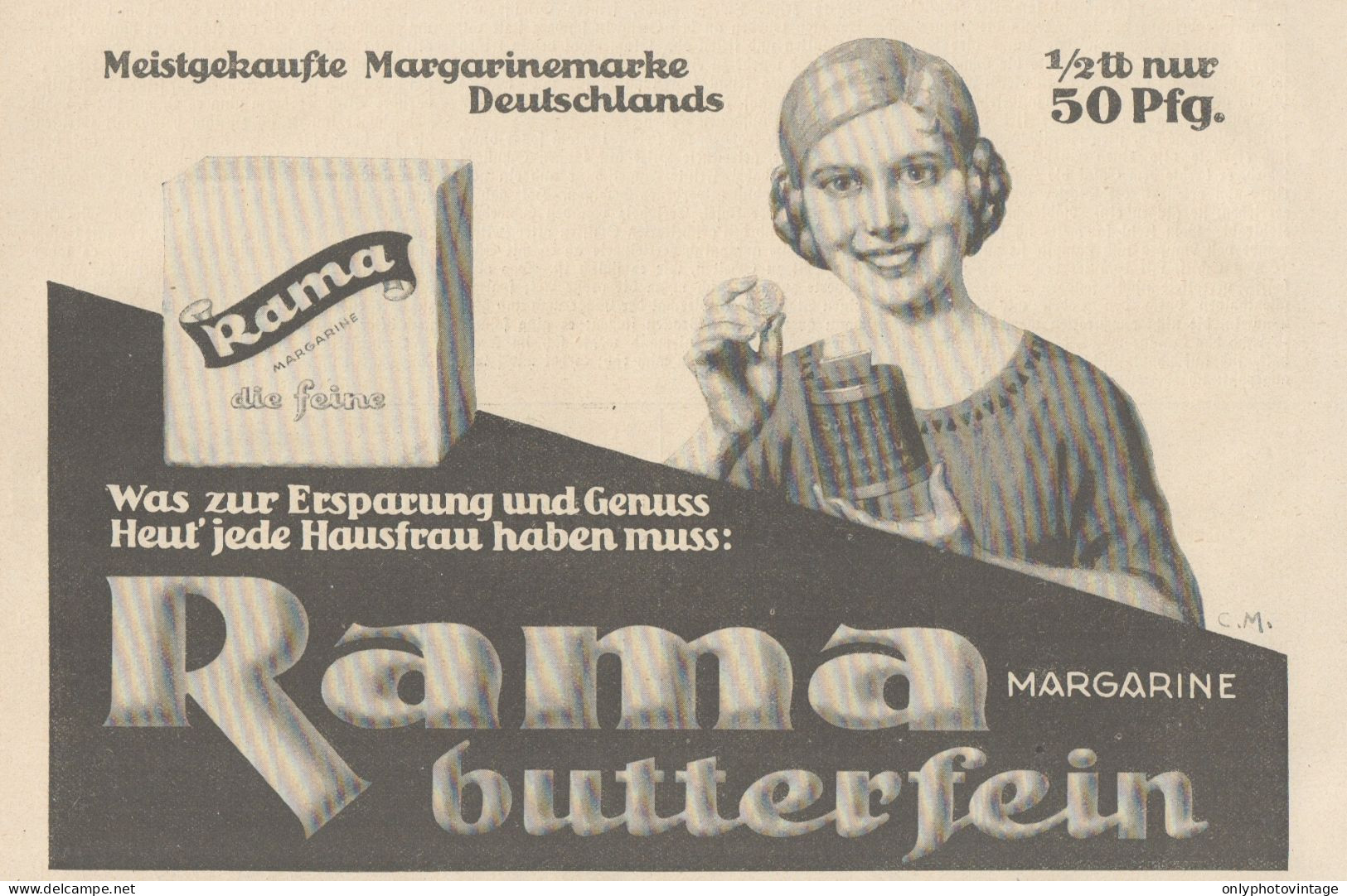 Margarine RAMA Butterfein - Pubblicità D'epoca - 1927 Old Advertising - Publicités