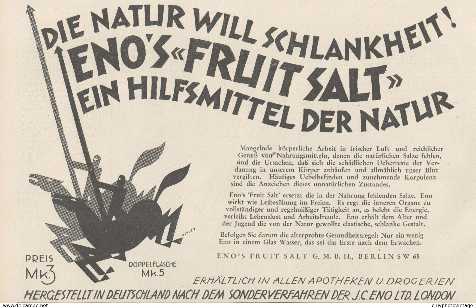 Eno's Fruit Salt - Pubblicità D'epoca - 1927 Old Advertising - Publicités