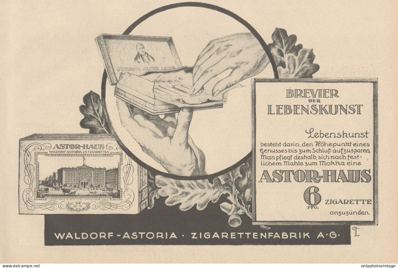 Sigarette Astor-Haus - Waldorf Astoria - Pubblicità D'epoca - 1927 Old Ad - Reclame