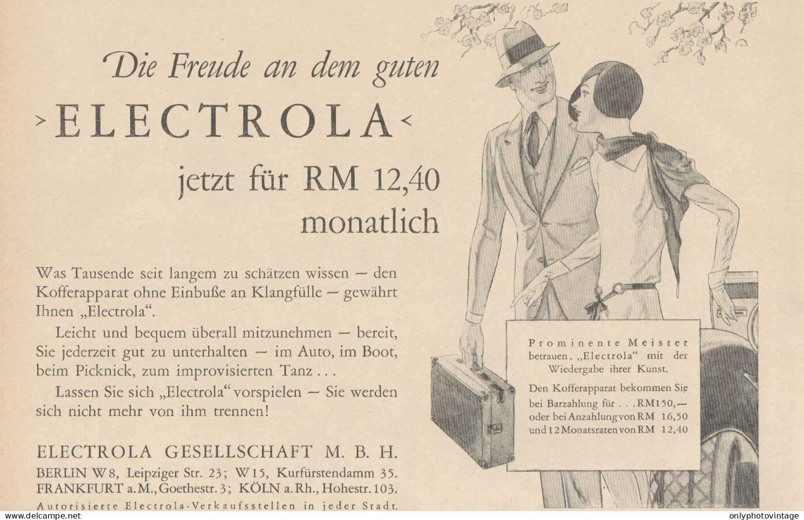 ELECTROLA - Pubblicità D'epoca - 1929 Old Advertising - Reclame