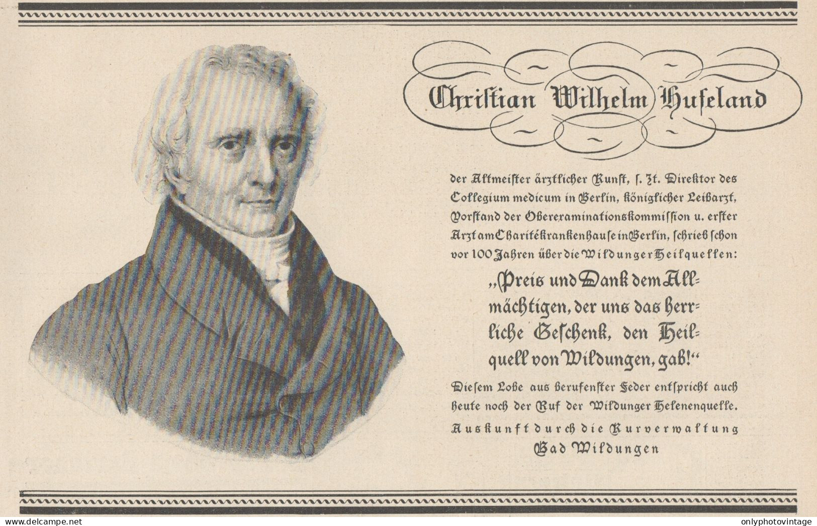 Christian Wilhelm Hufeland - Pubblicità D'epoca - 1929 Old Advertising - Reclame