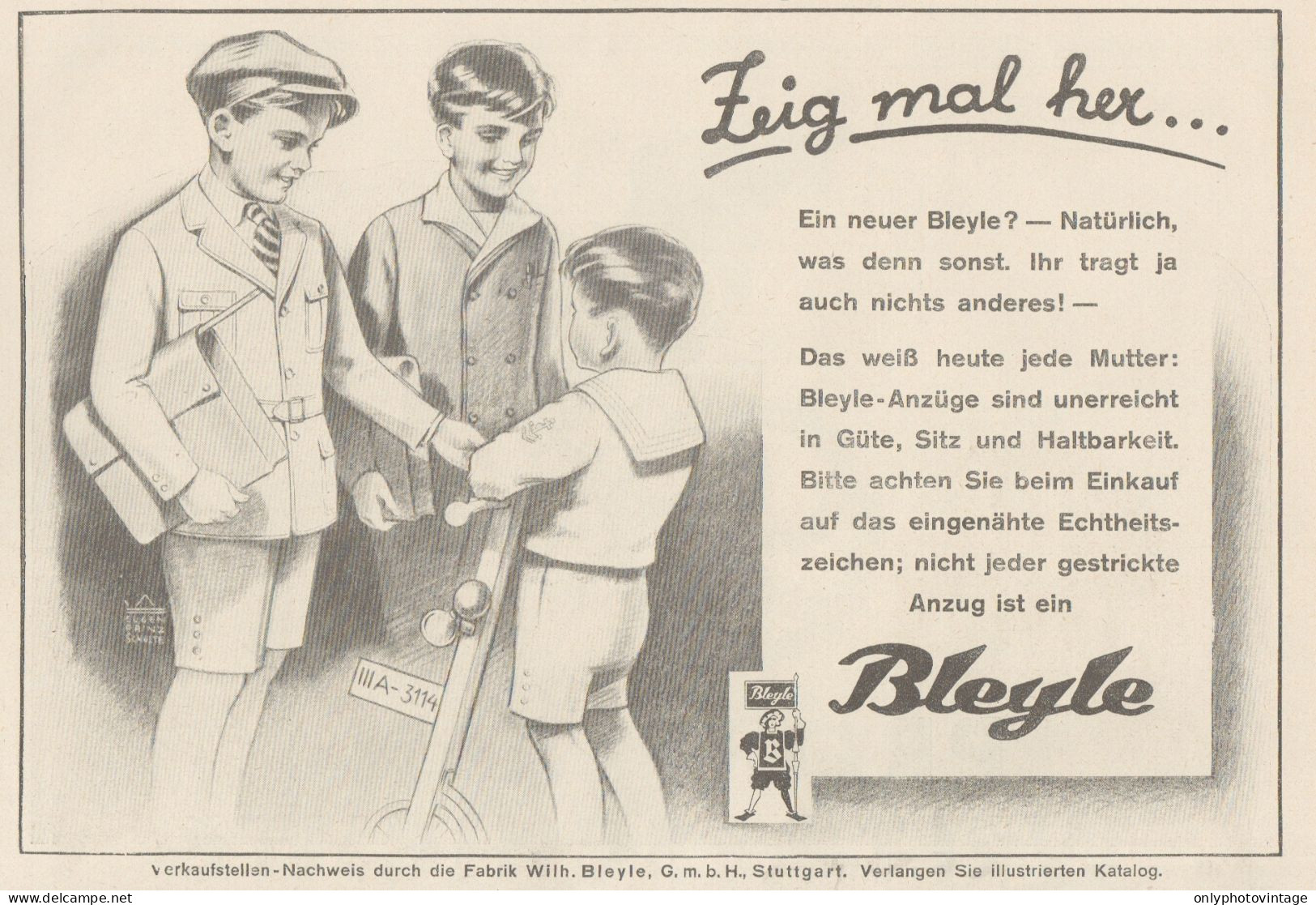 BLEYLE - Illustrazione - Pubblicità D'epoca - 1929 Old Advertising - Werbung
