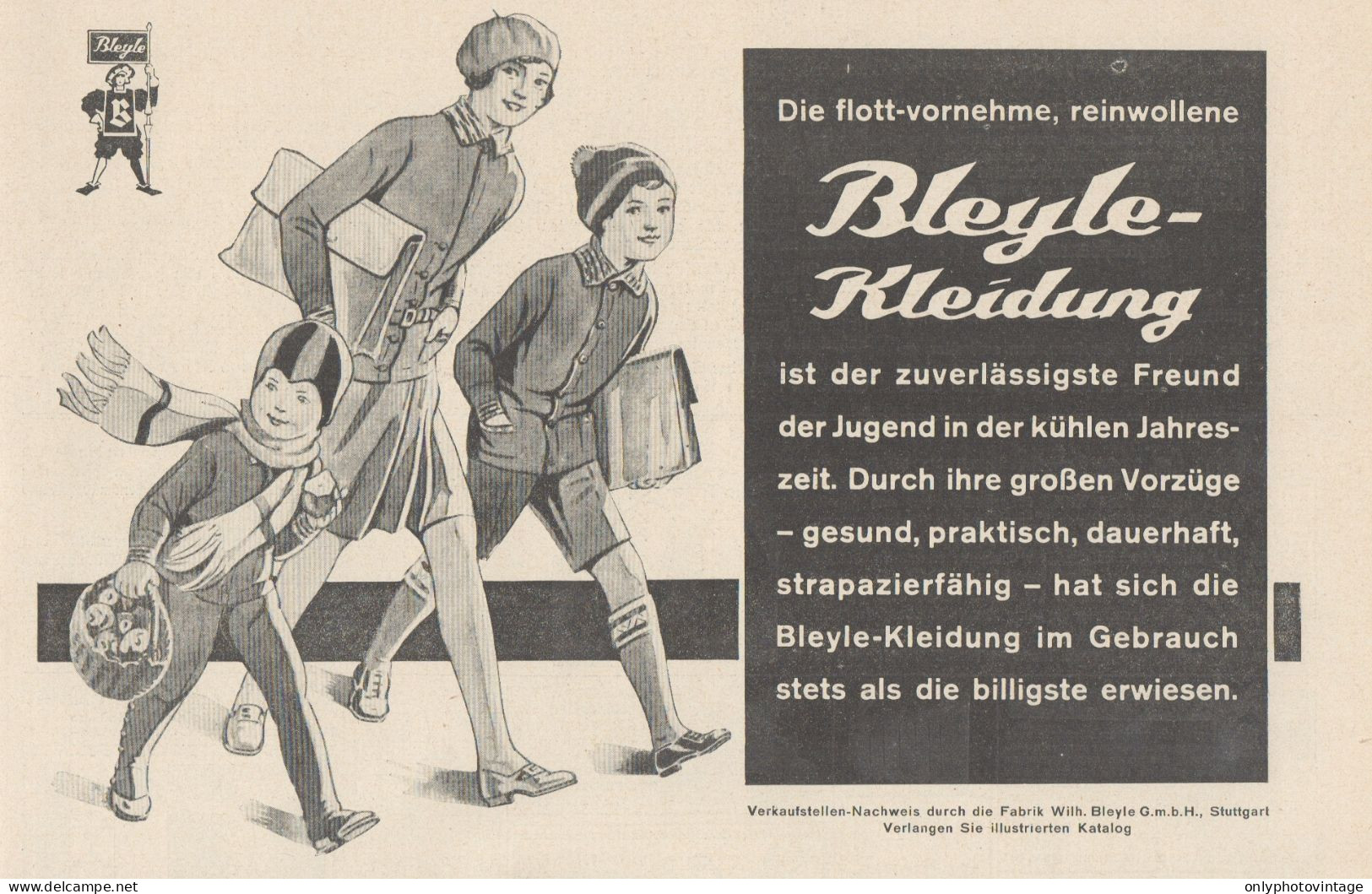 BLEYLE - Illustrazione - Pubblicità D'epoca - 1929 Old Advertising - Reclame