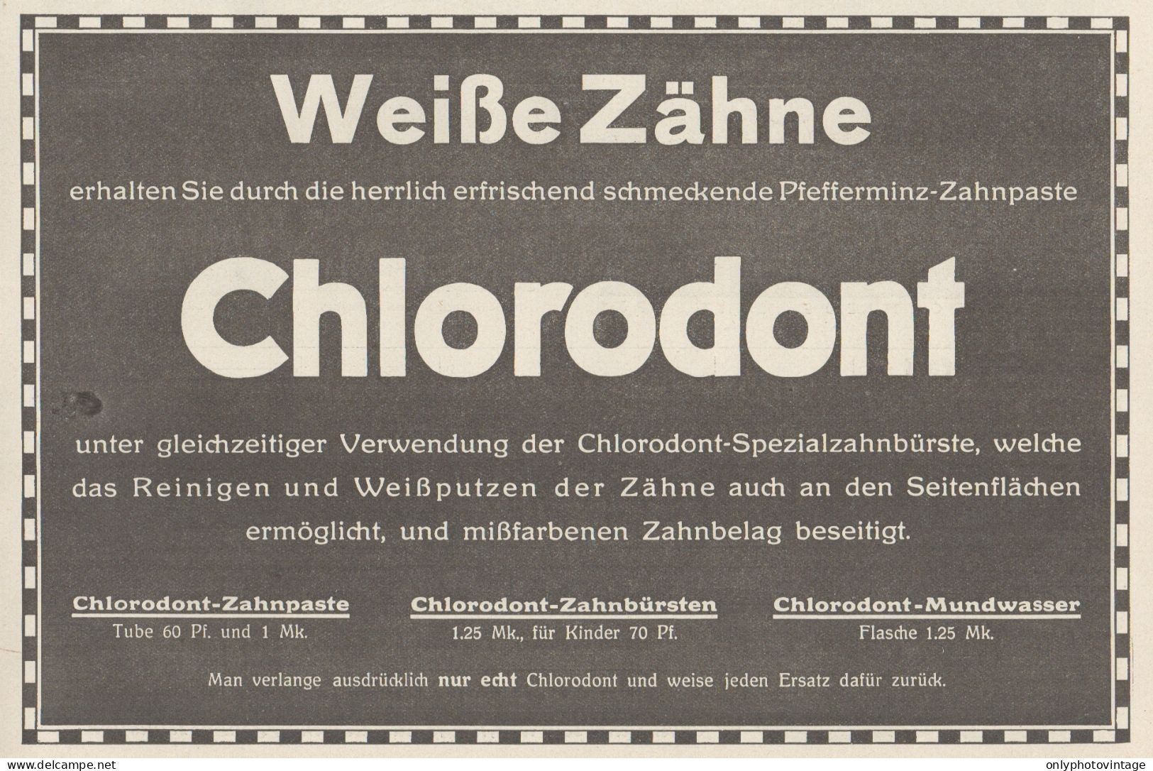CHLORODONT Zahnpasta - Pubblicità D'epoca - 1929 Old Advertising - Reclame