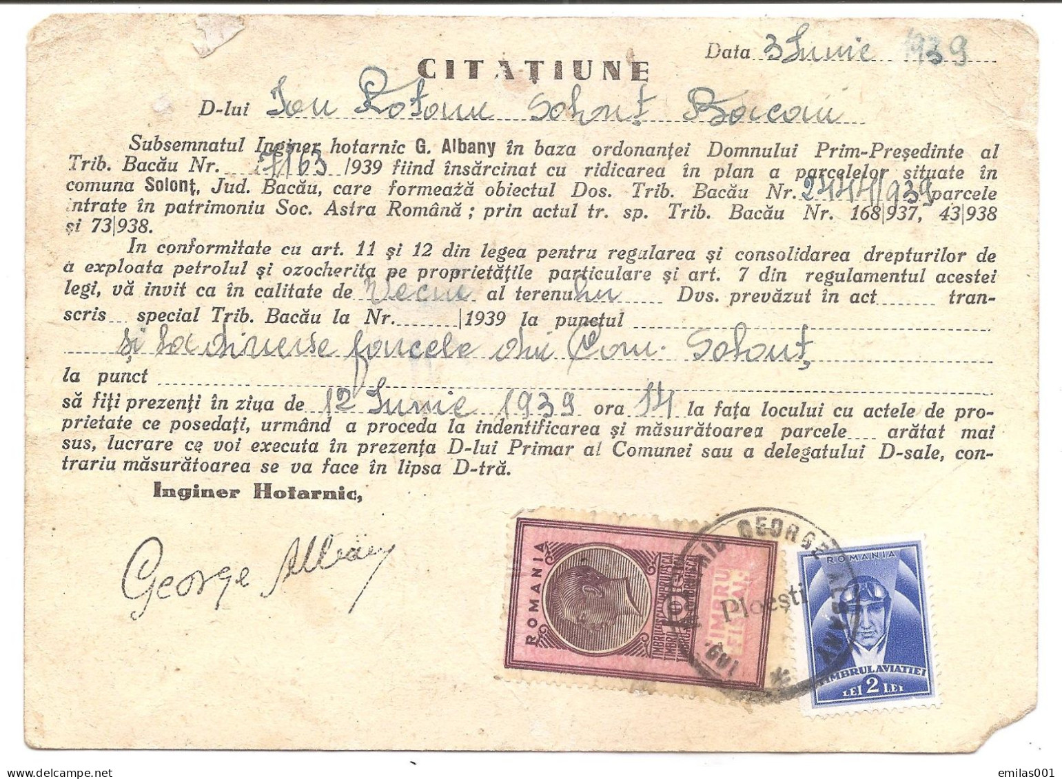ENTIER POSTAL Voyagée Postale Avec Timbre Fiscal De 10 Lei - Revenue Stamps