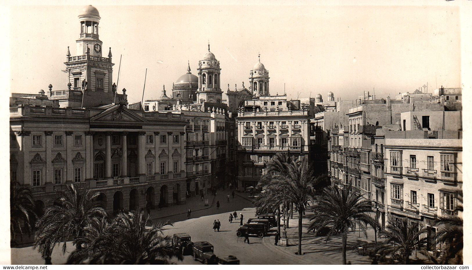Spain Cadiz  Vintage Postcard Plaza De S. Juan De Dios Ayuntamiento Real Photo - Cádiz