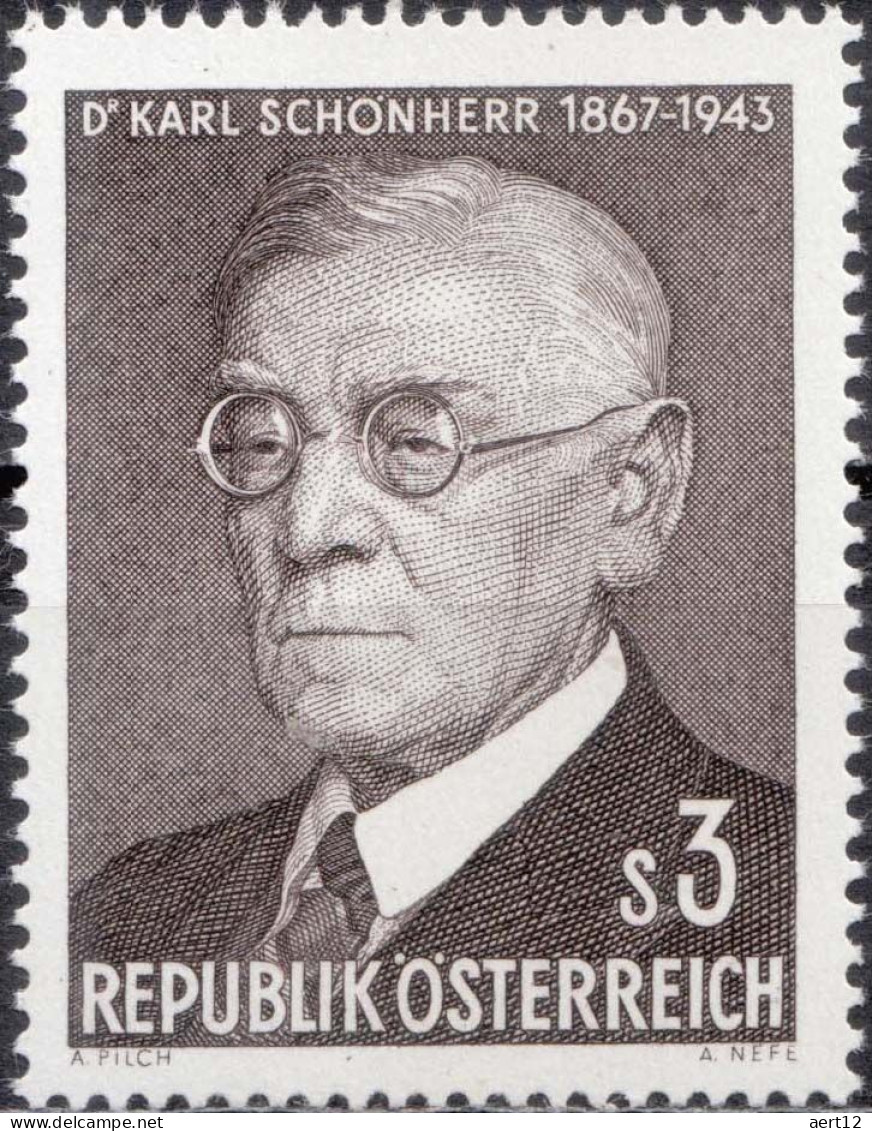 1967, Austria, Dr. Karl Schönherr, Anniversaries, Authors, Famous People, Poets, Writers, MNH(**), Mi: 1234 - Unused Stamps