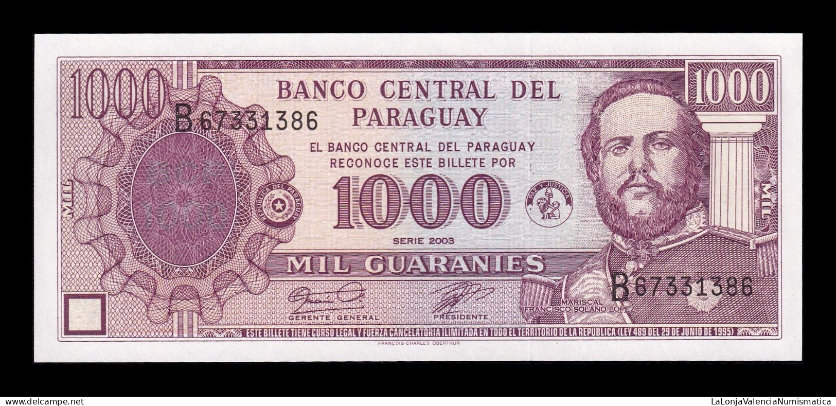 Paraguay 1000 Guaraníes 2003 Pick 214c Sc Unc - Paraguay